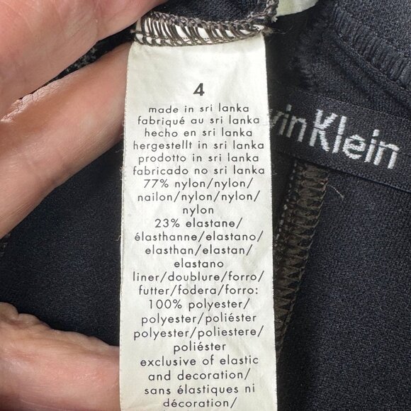 Calvin Klein Animal Print One-Piece Swimsuit Size 4 Shirred Black Gray - Picture 4 of 13